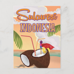Cartão Postal Sulawesi Indonesia poster de viagens de estilo vin