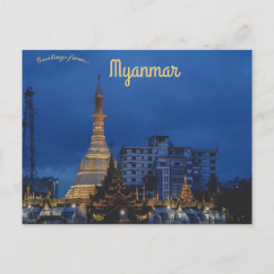 Cartão Postal Sule Pagoda no Yangon Centro Mianmar Birmânia