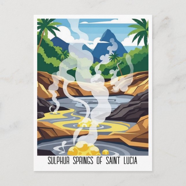 Cartão Postal Sulphur Springs of Saint Lucia Travel (Frente)