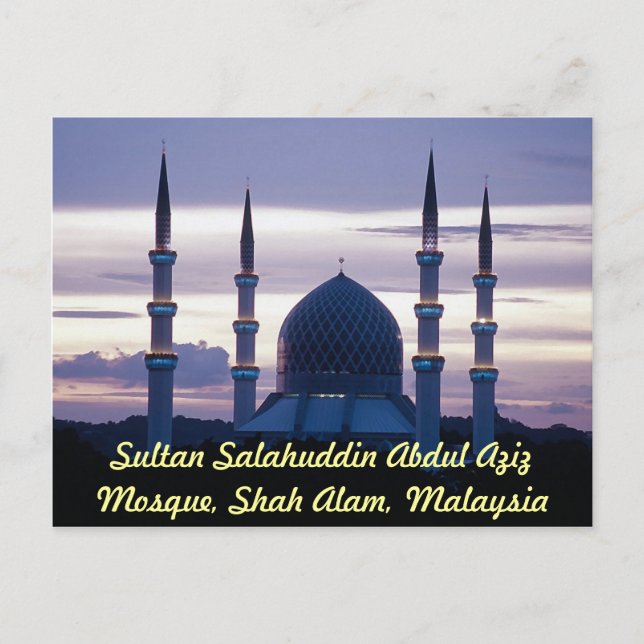 Cartão Postal Sultan Salahuddin Abdul Aziz Mesquita, Shah Alam,  (Frente)