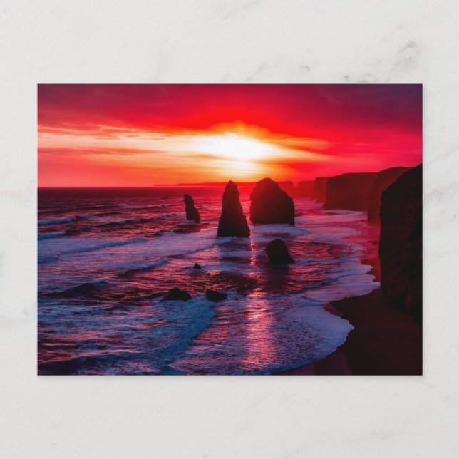 Cartão Postal Summer Crimson Sunset Sky Vibrky Beach (Frente)