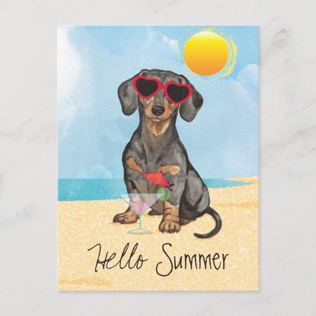 Cartão Postal Summer Dachshund (Frente)