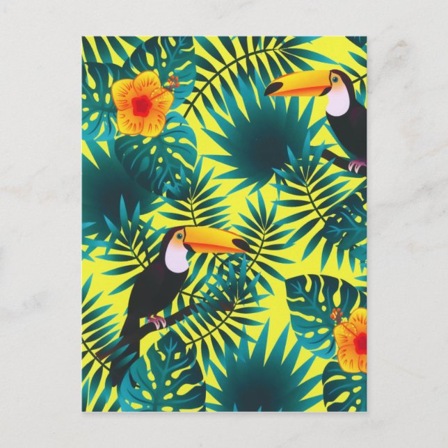 Cartão Postal Summer Greenerey Tropical Toucan Jungle Foliage (Frente)
