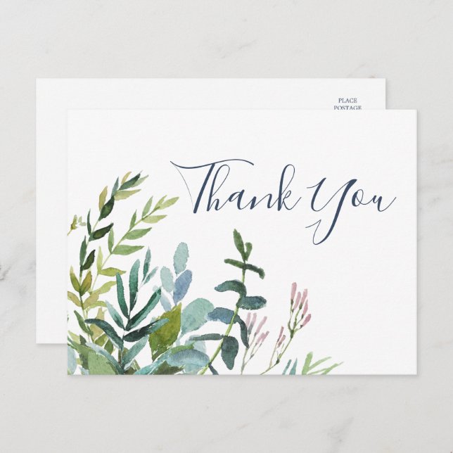 Cartão Postal Summer Greenery Obrigado Cartão-postal (Frente/Verso)