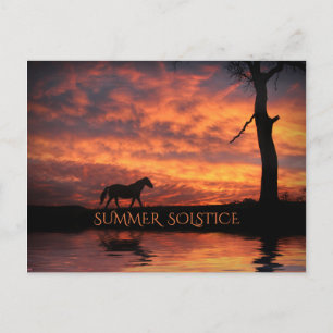 Cartão Postal Summer Solstice Litha Horse e Sunrise