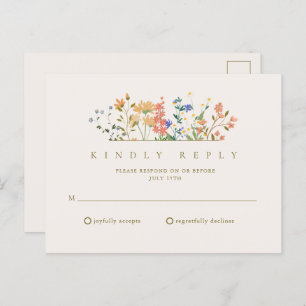 Cartão Postal Summer Wildflower Boho Weding RSVP
