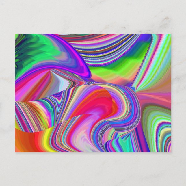 Cartão Postal Summerrainbow, Abstrato 3D Rainbowart (Frente)