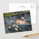 Cartão Postal Summertime Dois | Mary Cassatt<br><div class="desc">Verão 2 (1894) pela artista impressionista americana Mary Cassatt. Arte original é uma pintura a óleo na canvas que mostra um retrato de duas mulheres em um barco cercado por patos. Use as ferramentas de design para adicionar texto personalizado ou personalizar a imagem.</div>