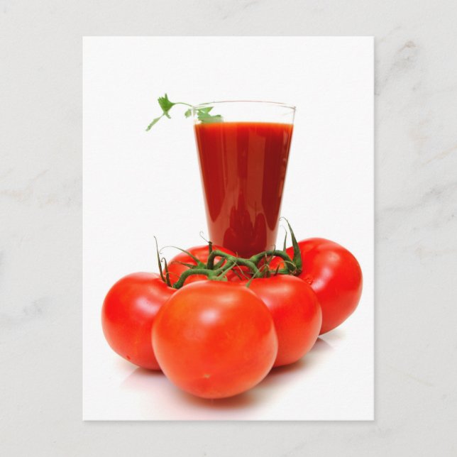 Cartão Postal Sumo De Tomate E Tomates Frescos (Frente)