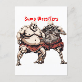 Cartão Postal Sumo Skeleton Wrestlers Em Ação
