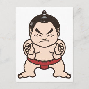 Cartão Postal Sumo Wrestler Cartoon Japan Luta