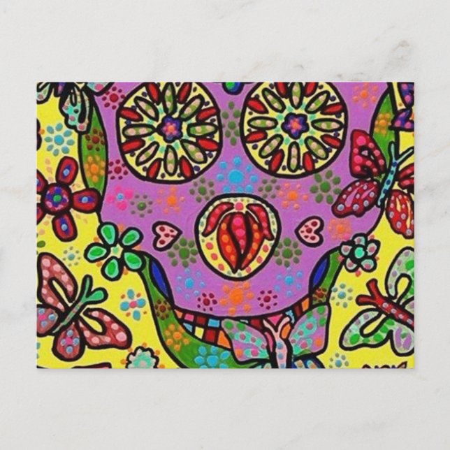 Cartão Postal Sun Flower Butterfly — Crânio (Frente)