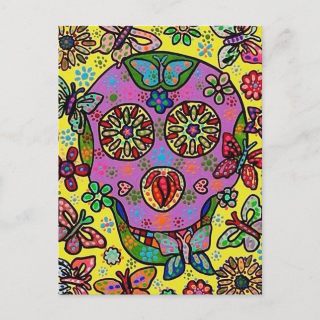 Cartão Postal Sun Flower Butterfly — Crânio (Frente)