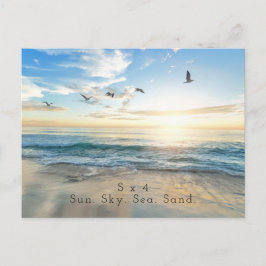 Cartão Postal Sun. Sky. Mar. Areia. Cena de Praia