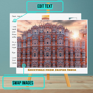 Cartão Postal Sun sobre Hawa Mahal em Jaipur Índia