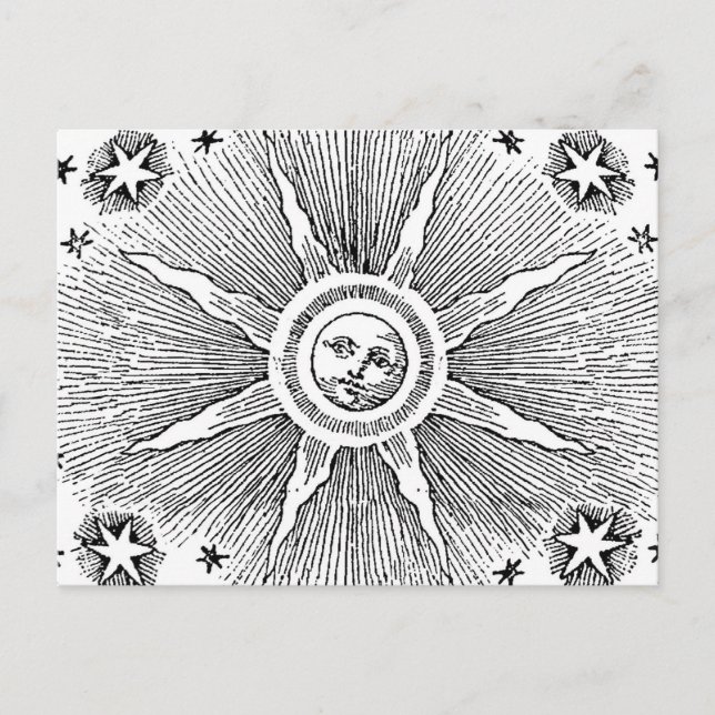 Cartão Postal Sun Stars Antiguamente Night Sky Medieval Zodieval (Frente)