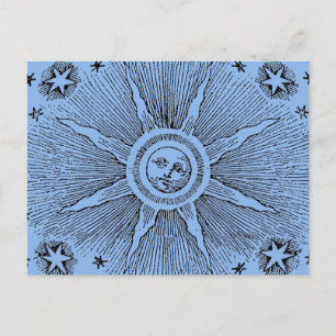 Cartão Postal Sun Stars Antiguamente Night Sky Medieval Zodieval