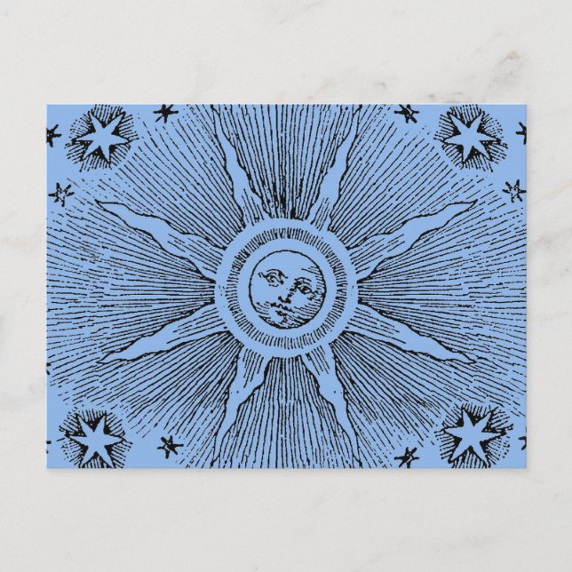 Cartão Postal Sun Stars Antiguamente Night Sky Medieval Zodieval (Frente)