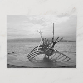 Cartão Postal Sun Voyager Sculpation, Reykjavik, Islândia, B/W