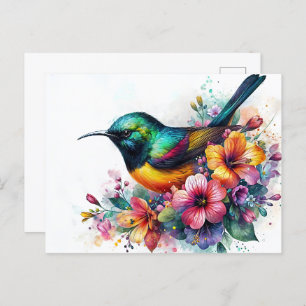 Cartão Postal Sunbird Watercolor Art