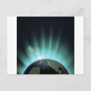 Cartão Postal Sunburst sobre o mundo