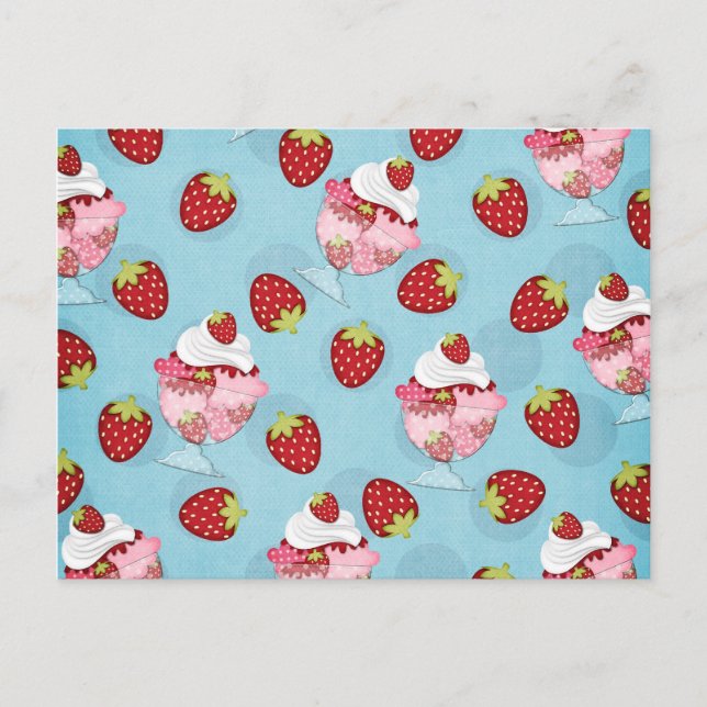 Cartão Postal sundae de morango (Frente)