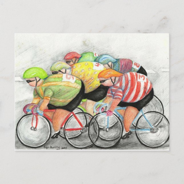 Cartão Postal Sunday Ride Postcard, por Lyn Hurring (Frente)