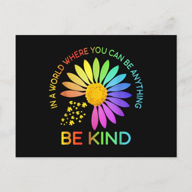 Cartão Postal Sunflower Autism Awareness Be Kind Puzzle Mom (Frente)