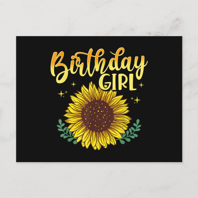 Cartão Postal Sunflower Birthday Girl Party Family Matching (Frente)