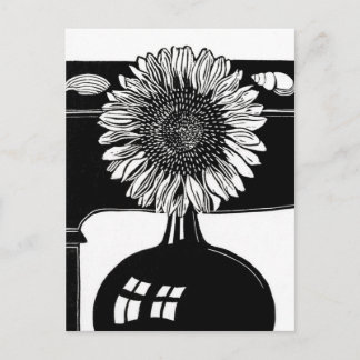 Cartão Postal Sunflower - Black and White Vintage Art