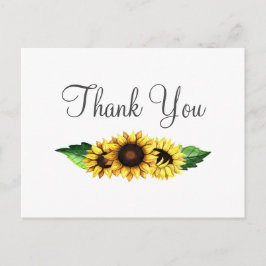 Cartão Postal Sunflower Country Rustic Weding Obrigado