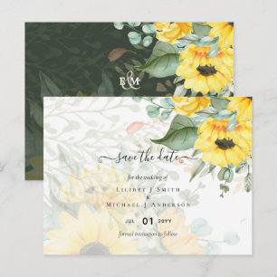 Cartão Postal Sunflower Eucalyptus Greenery Boho Casamento