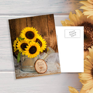 Cartão Postal Sunflower Garden Watering Pode Casar Obrigado