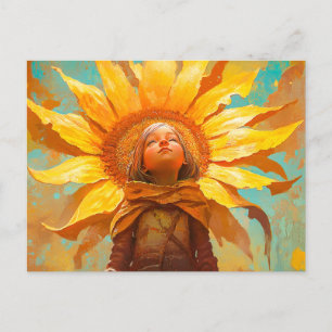 Cartão Postal Sunflower Girl