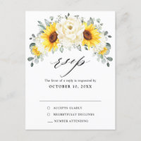 Sunflower Ivory Peony Eucalyptus Weding RSVP