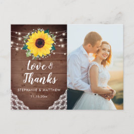 Cartão Postal Sunflower Lace Floral Wedte Foto Muito Obrigado