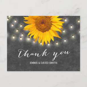 Cartão Postal Sunflower & String Lights