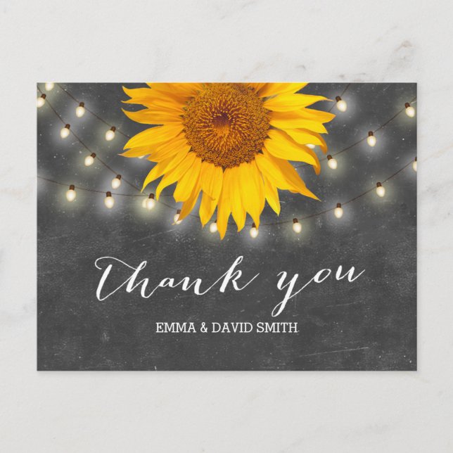 Cartão Postal Sunflower & String Lights (Frente)