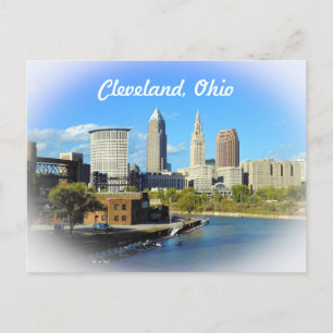 Cartão Postal Sunny Cleveland River Skyline