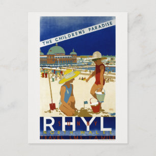 Cartão Postal Sunny Rhyl North Wales 1935 Poster vintage