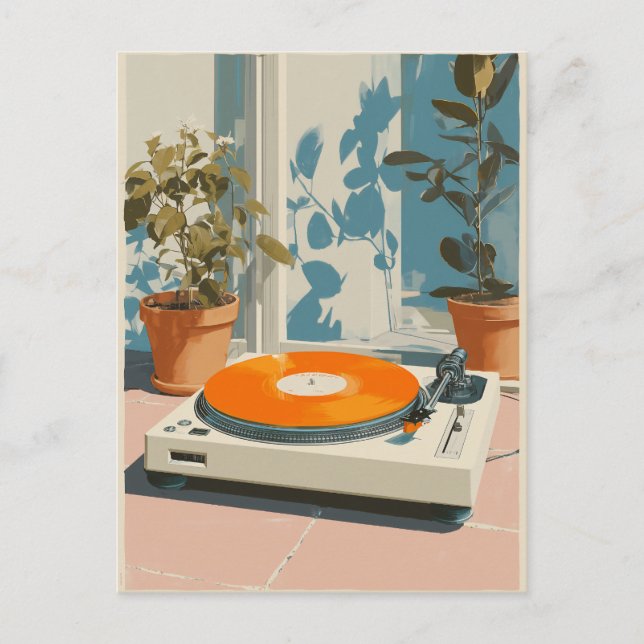 Cartão Postal Sunny Turntable with Orange Vinyl (Frente)
