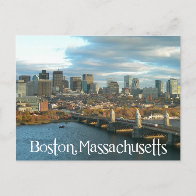 Cartão Postal Sunrise Boston Massachusetts Skyline - EUA (Frente)