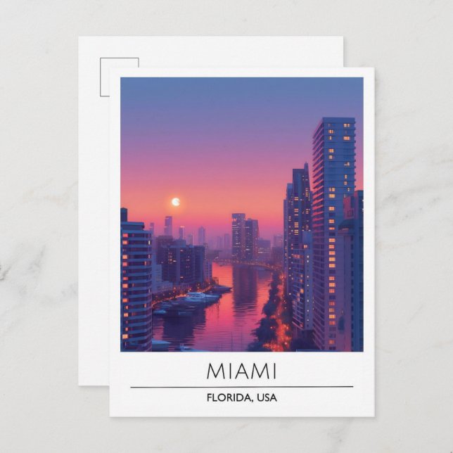 Cartão Postal Sunrise em Miami Flórida Viagem nos EUA (Frente/Verso)