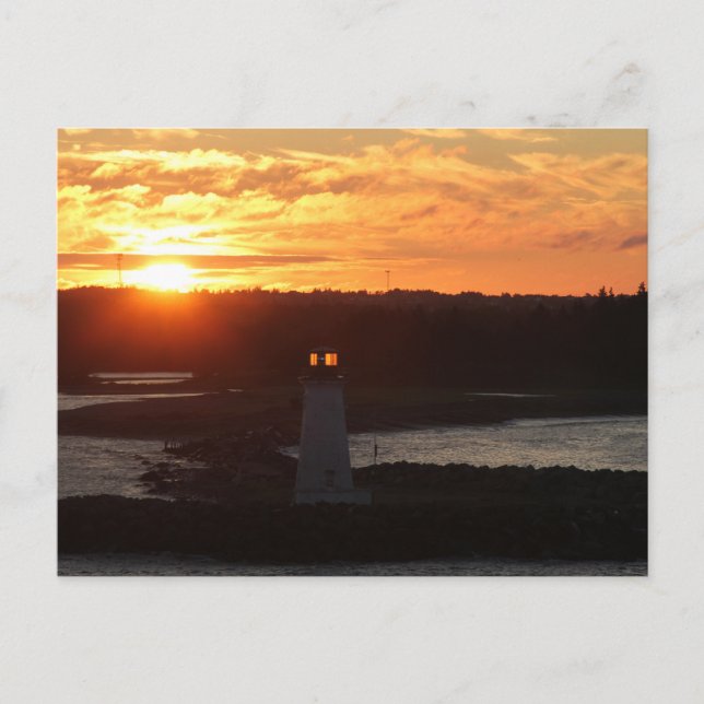 Cartão Postal Sunrise, Farol no Porto de Halifax, Foto (Frente)