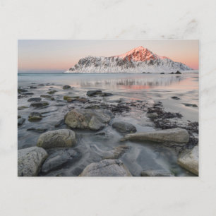 Cartão Postal Sunrise Flakstad e Skagsanden Beach