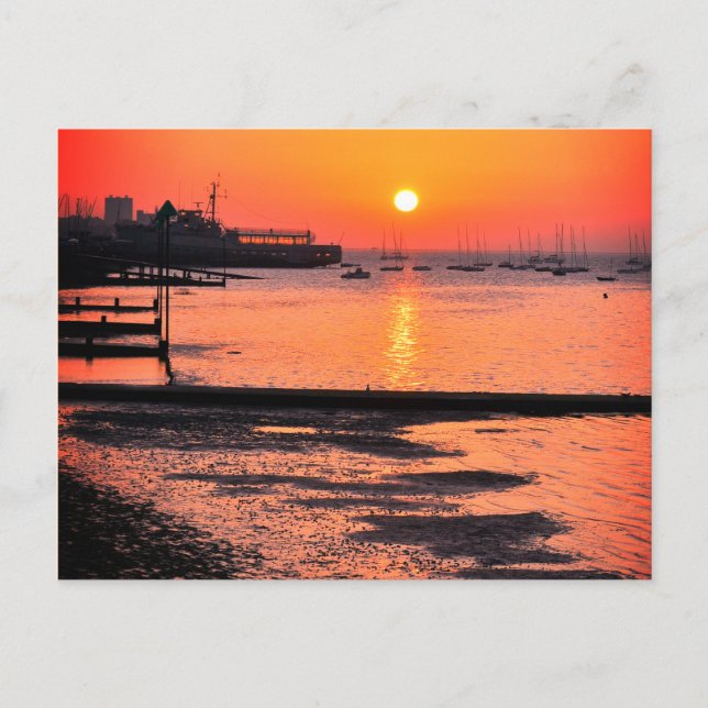Cartão Postal Sunrise, Leigh-on-sea, Essex, Inglaterra, Reino Un (Frente)