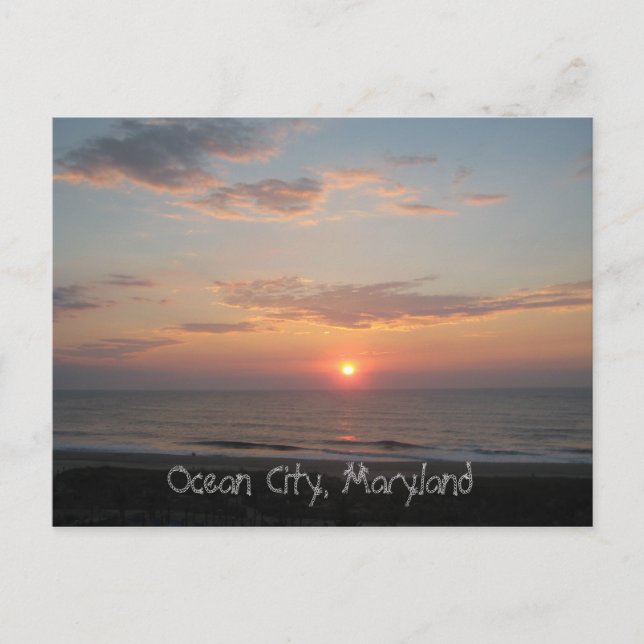 Cartão Postal "Sunrise - Ocean City, Maryland" (Frente)
