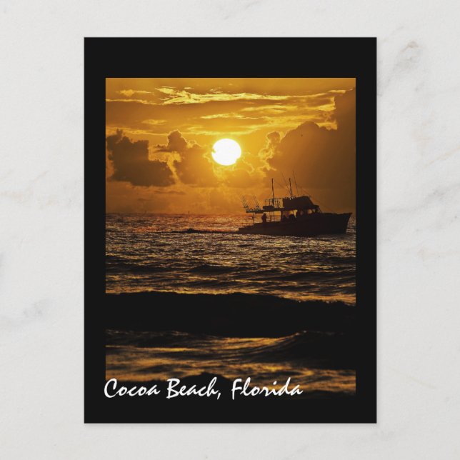 Cartão Postal Sunrise sobre Cocoa Beach, Flórida, EUA (Frente)