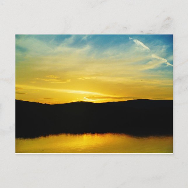 Cartão Postal Sunset Amarelo do Lago Mt (Frente)
