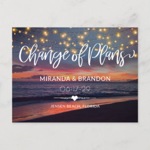 Cartão Postal Sunset Beach String Luzes Verão Mudança de plano